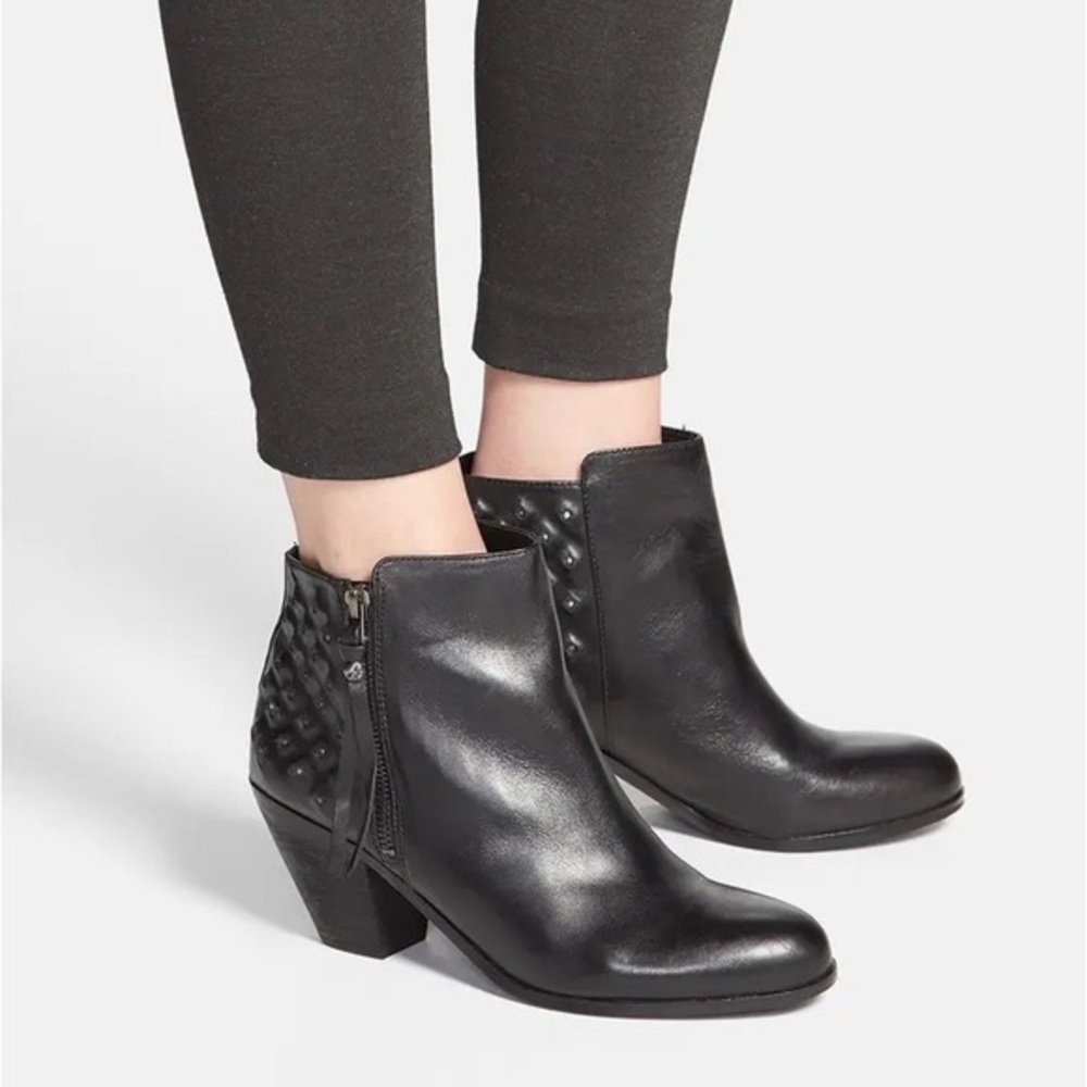 Sam Edelman Lucille Black Leather Studded Booties